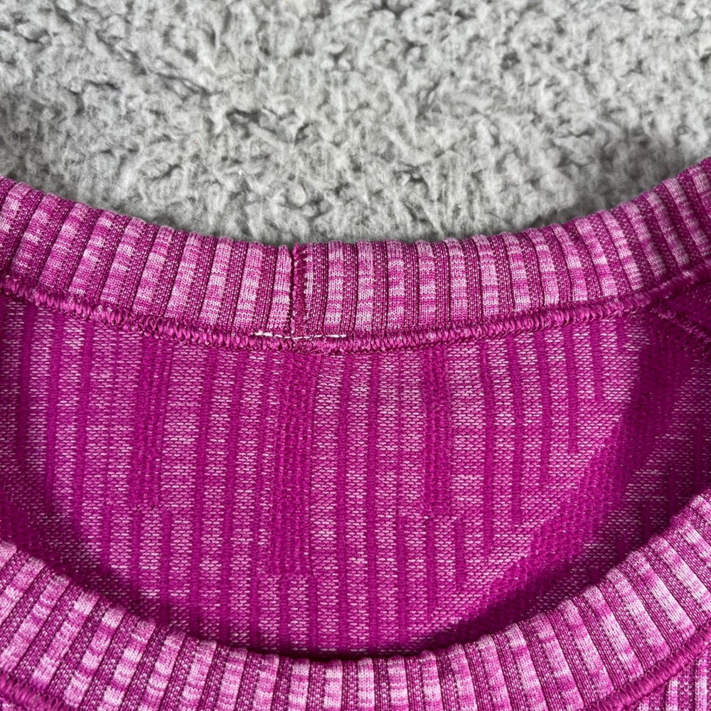 Lululemon Swiftly Tech Long Sleeve Crew Shirt Pink/Purple Ribbed Thumbholes - Picture 4 of 7